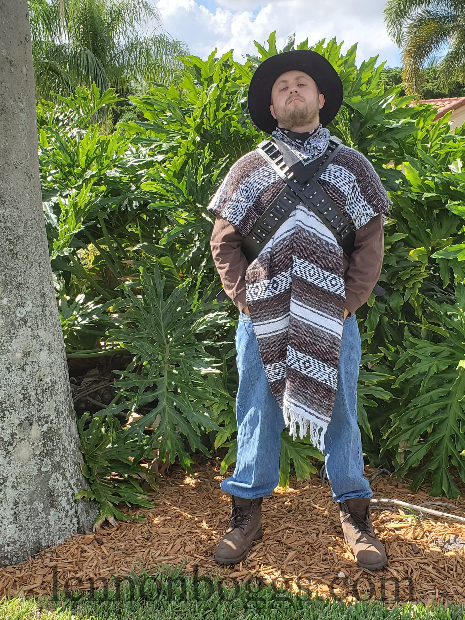 Desperado cowboy in poncho